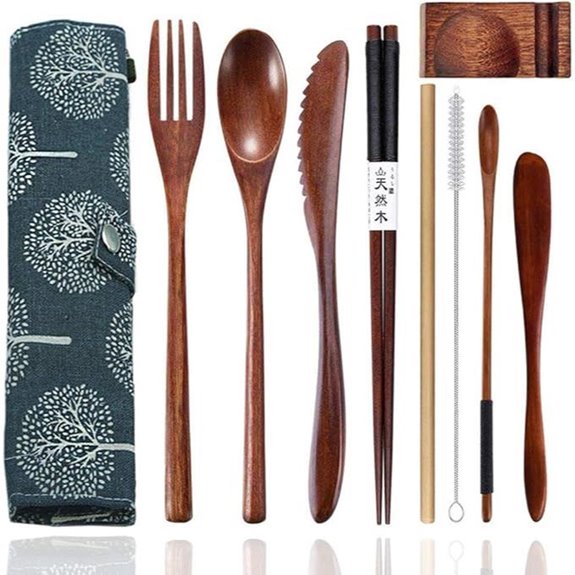 Reusable Bamboo Flatware Set with Case (9 Pieces)