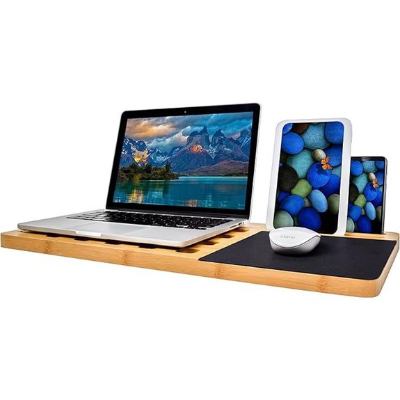 BOOKAHOLIC Bamboo Lap Desk with Mouse Pad and Vent Holes
