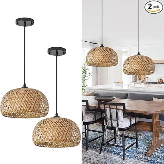 TERLEENART Bamboo Pendant Light Set of 2