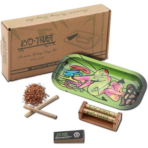 Bamboo Cigarette Rolling Machine & Tray Set
