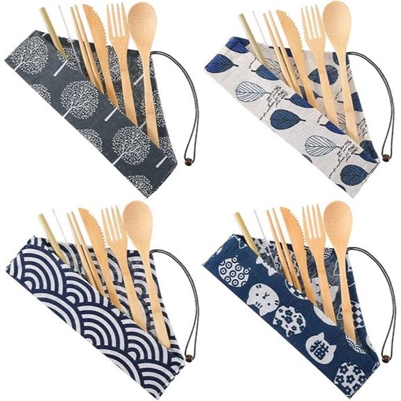 Bamboo Travel Utensil Set with Straw & Brush
