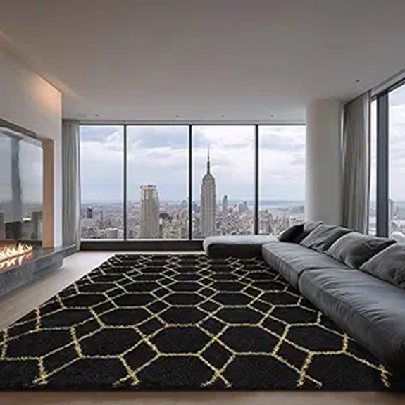 Large Black 8x10 Shag Area Rug for Living Room