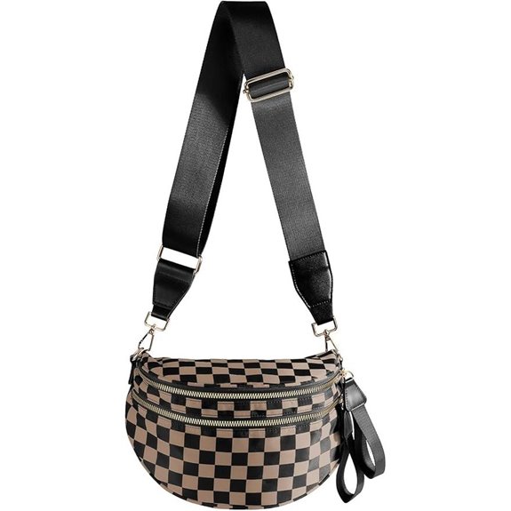 Black and White Checkered Crossbody Fanny Pack