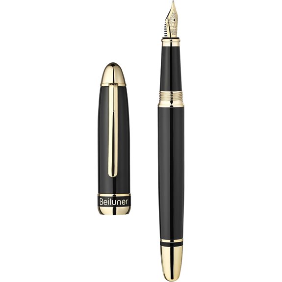 BEILUNER 315 Black Fountain Pen with Gold Accents