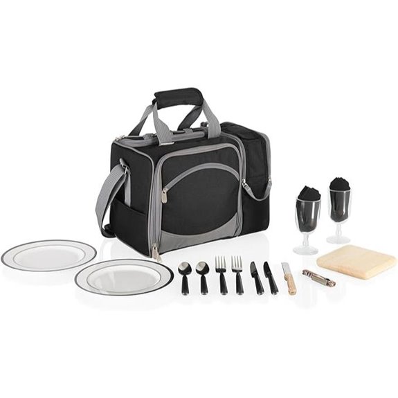 Malibu Cooler Picnic Basket with Set (Black/Gray)