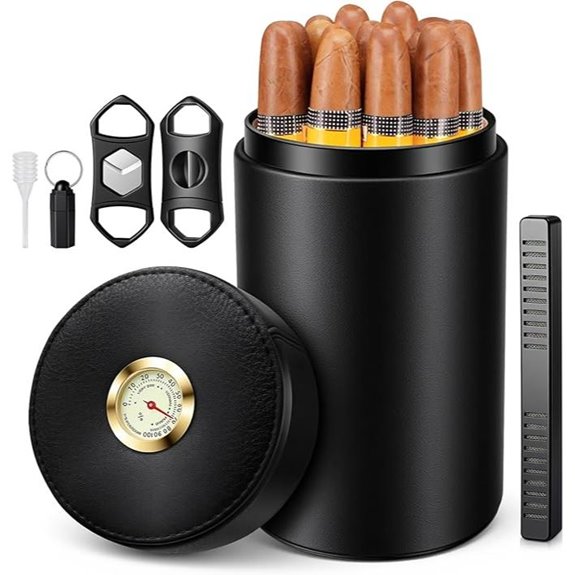 Scotte Leather Cedar Cigar Humidor Case (Black)