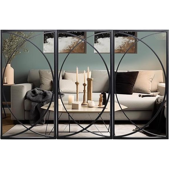 LuxenHome 3-Piece Black Metal Wall Mirrors Set