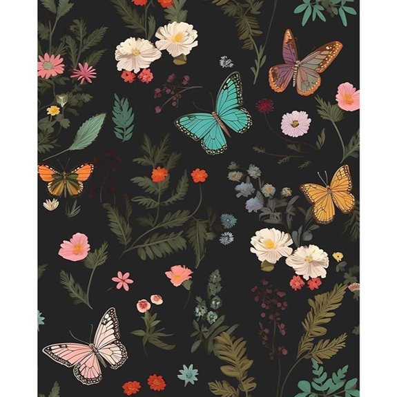 Black Butterfly Peelable Wallpaper for Bedroom Decor