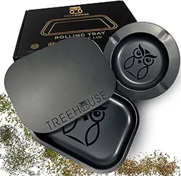 Black Treehouse Rolling Tray Set with Ashtray