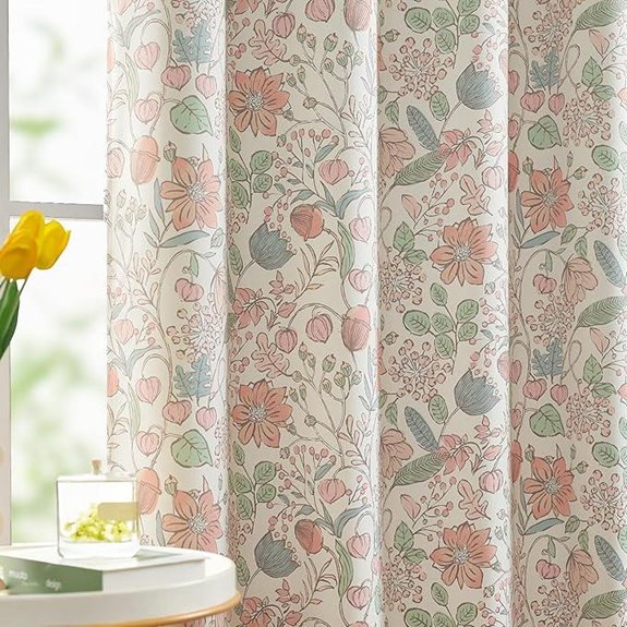 Jinchan Blackout Floral Nursery Curtains (Set of 2)