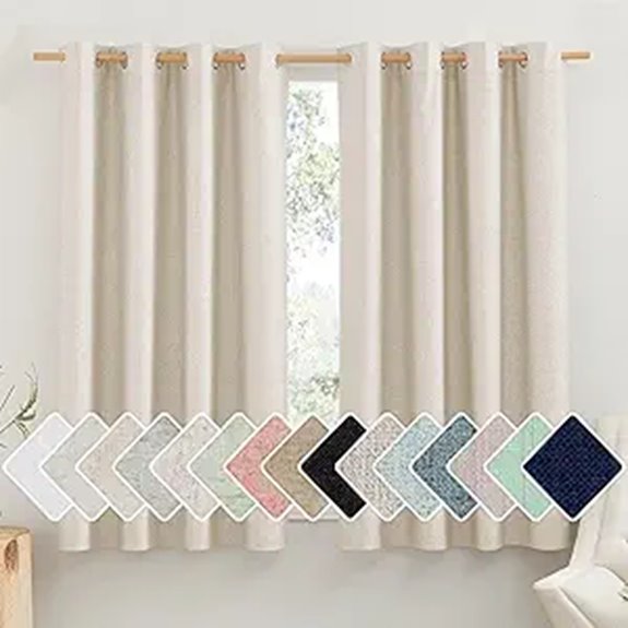 NICETOWN Blackout Linen Curtains with White Liner (2 Pieces)