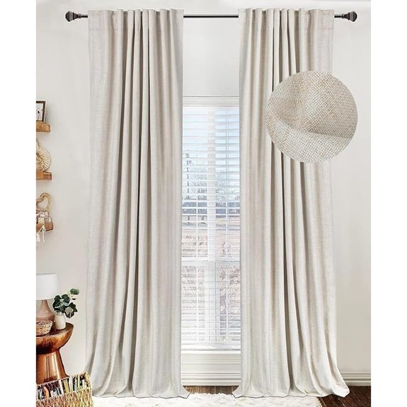 Blackout Linen Curtains 84 Inches 2 Panels