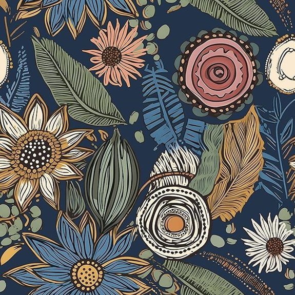 Blue Boho Floral Peel-and-Stick Wallpaper