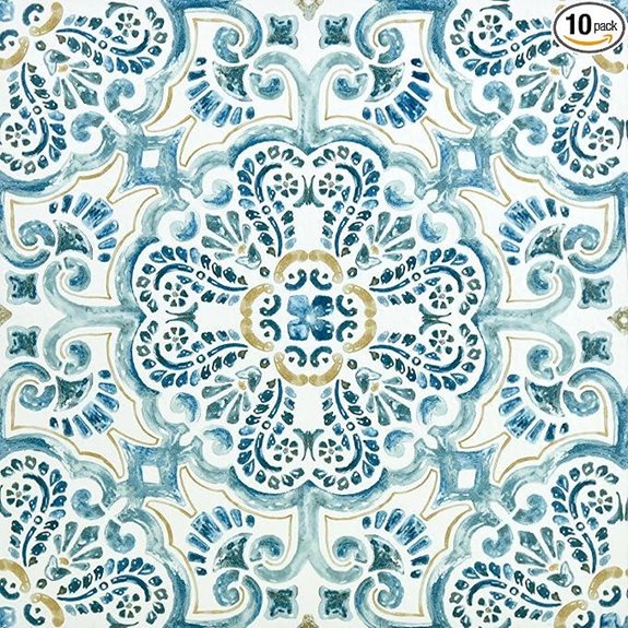 FloorPops FP2477 Fontaine Peel & Stick Floor Tiles Blue