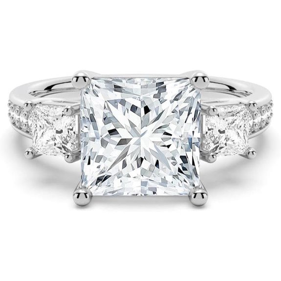 MSBLUE Princess Cut Moissanite Engagement Ring