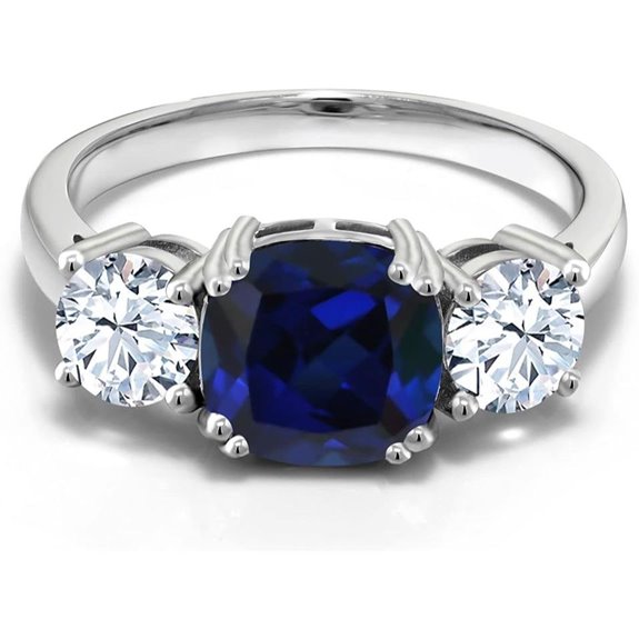 Gem Stone King Blue Simulated Sapphire Engagement Ring