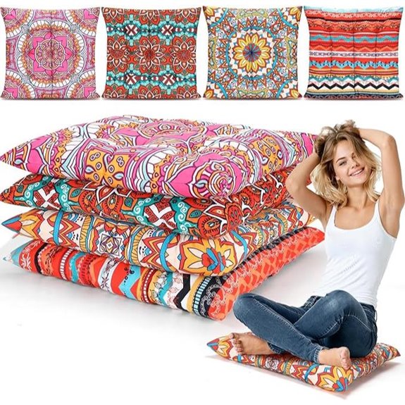 Nuogo 4 Pack 22 Inch Bohemian Floor Pillows