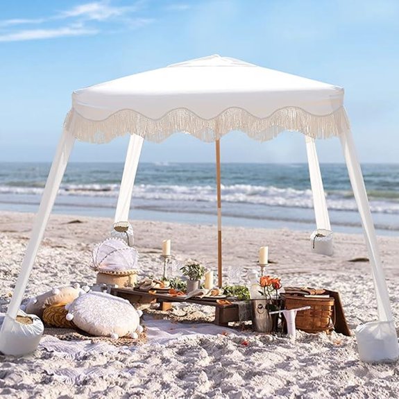 AMMSUN 6x6 Boho Beach Cabana with Fringe