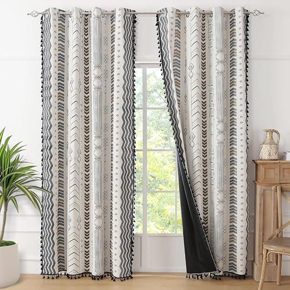 ColorBird Boho Blackout Curtains 2 Panels 84 Inch