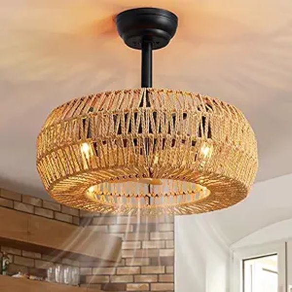 20 Boho Caged Ceiling Fan with Lights and Remote