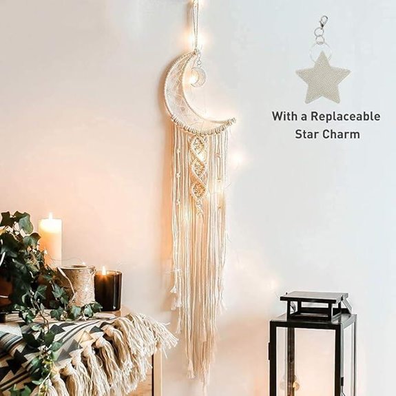 Boho Macrame Wall Hanging with Crescent Moon Star