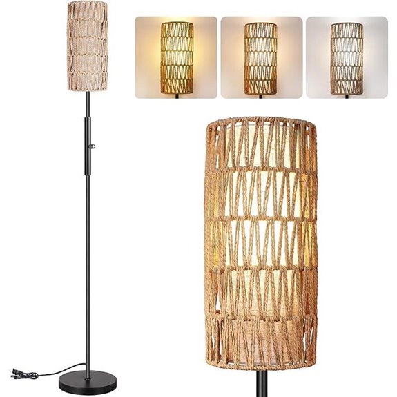PARTPHONER Boho Floor Lamp with 3-Color LED Bulb