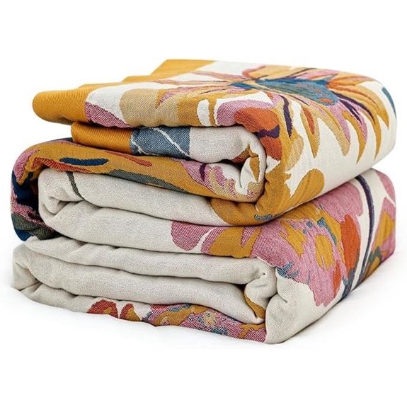 MSGKV Boho Floral Couch Throw Blanket