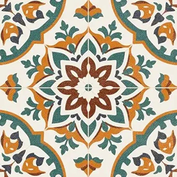 10PCS 12x12 Inch Boho Floral Peel-and-Stick Floor Tiles