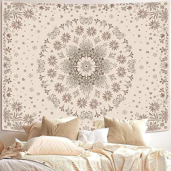 Fowocu Boho Floral Mandala Tapestry Wall Hanging