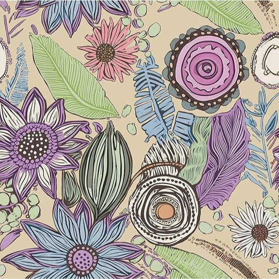 Boho Floral Peel & Stick Wallpaper (Yellow/Purple/Green)