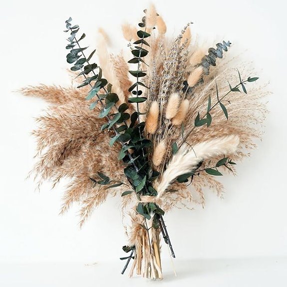 Green Pampas & Eucalyptus Boho Flower Bouquet