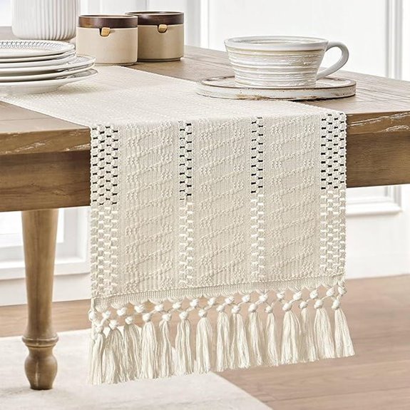 ZeeMart Boho Ivory Macrame Table Runner 72-Inch