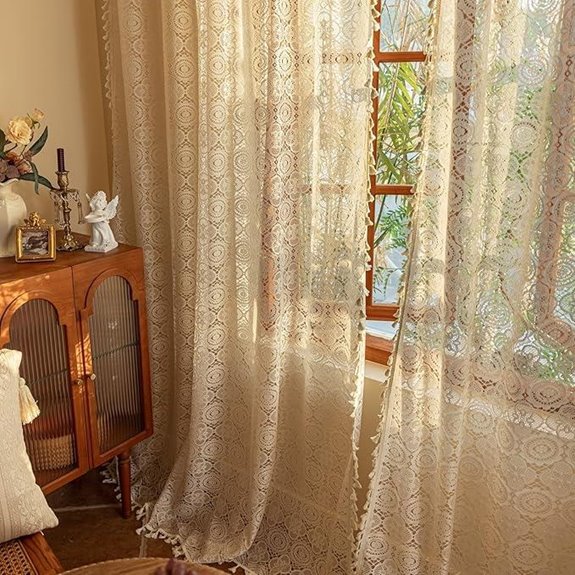 Boho Lace Curtains 84 Inches Long 2 Panels