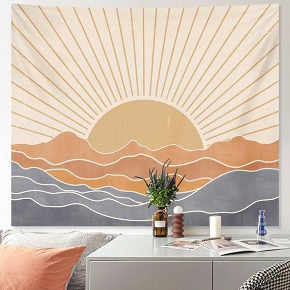 Boho Rainbow Sun Wall Tapestry for Bedroom