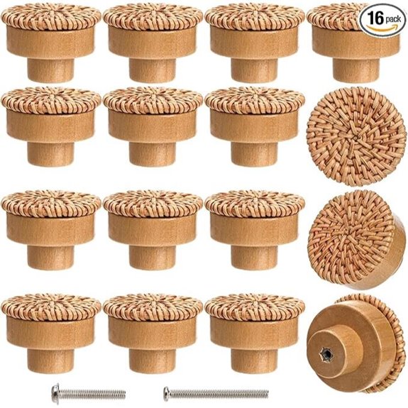 Nicunom 16 Pack Boho Rattan Cabinet Knobs