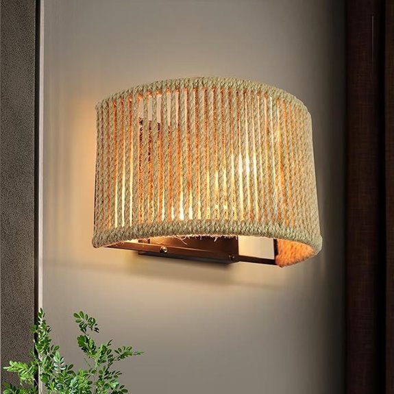 Rattan Wall Sconce Boho Wall Light Fixture