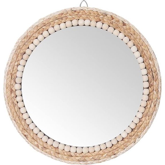 SWTHONY 15-Inch Boho Rattan Wall Mirror