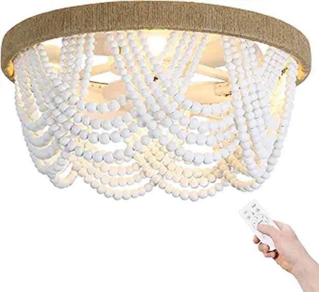 Boho Ceiling Fan with Light and Remote