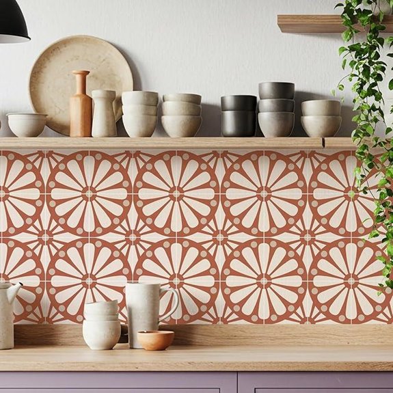 16 Pack Boho Terracotta Sunburst Tile Stickers