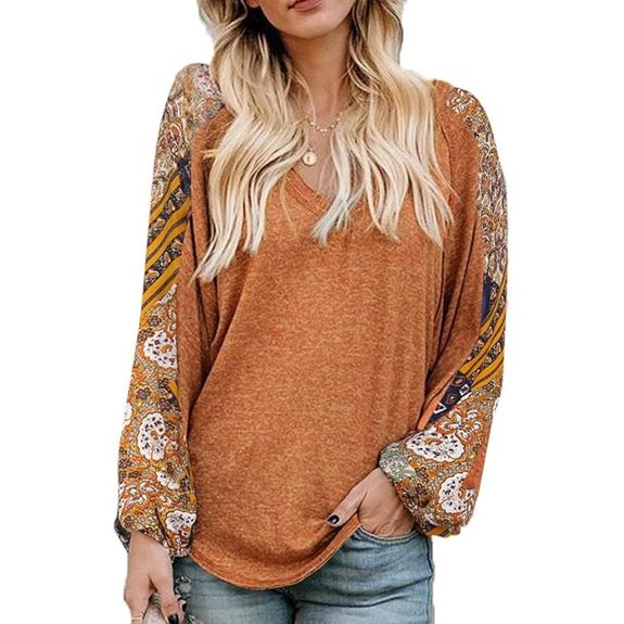 Beyove Boho Long Sleeve V-Neck Women’s Tops