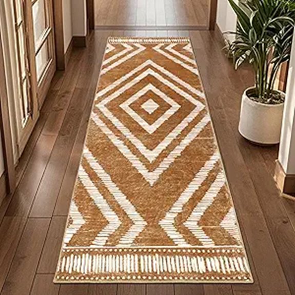 Boho 2x6ft Washable Non-Slip Rug with Rubber Back