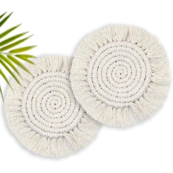 Boho Woven Coasters Set of 2 for Drinks