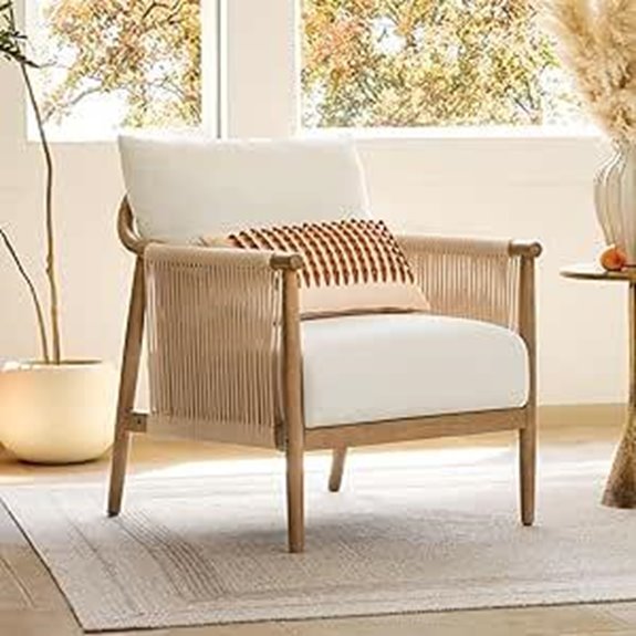 CHITA Braid Accent Chair with Wooden Armrest