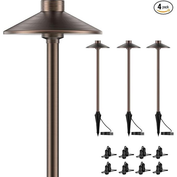 ZONEGRACE 4 Pack Brass Low Voltage Pathway Lights