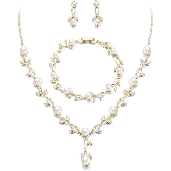 Ever Faith Bridal Zirconia Jewelry Set with Pearl