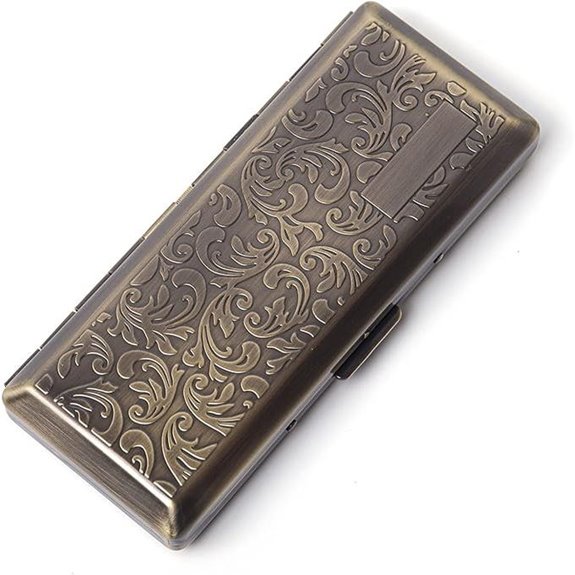 Vines Bronze Metal Cigarette Case with Spring Clip
