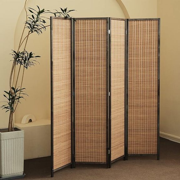 Bamboo Room Divider Screen 4 Panels Brown 67 High