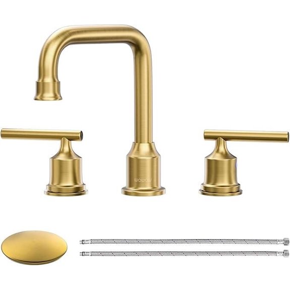 WOWOW Brushed Gold Bathroom Faucet with Drain and Hoses