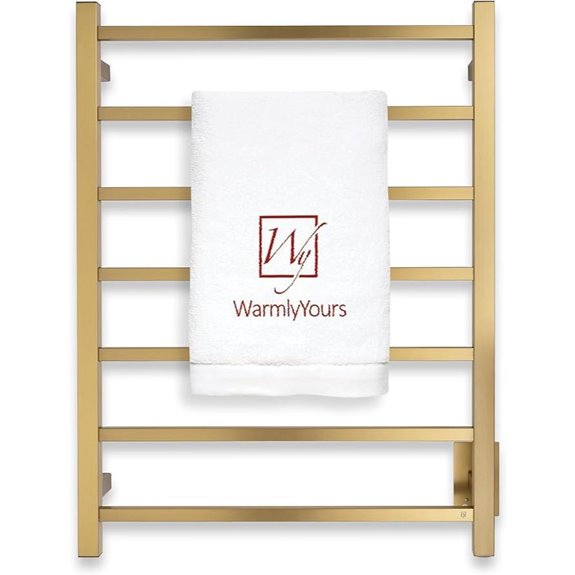 Heated Towel Rack Brushed Gold Wall Mounted 7-Bars