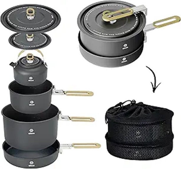 Alocs Camping Cookware Set with Non-Stick Pans